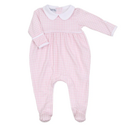 Mini Check Collared Footie - Pink