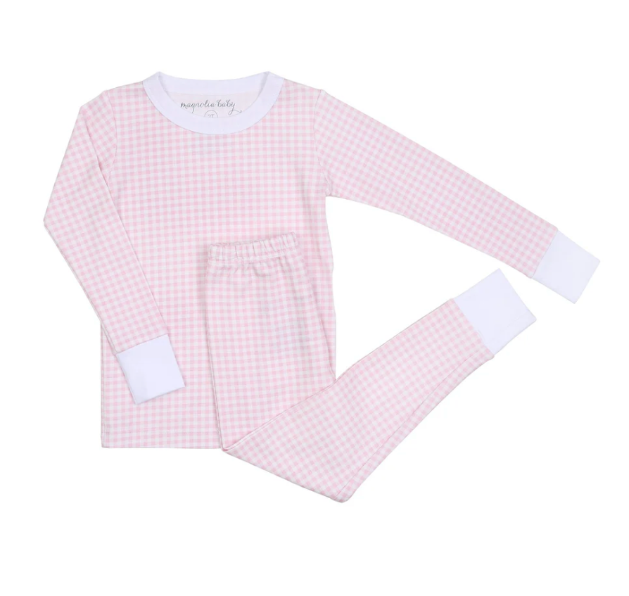 Mini Checks Long Pajamas - Pink