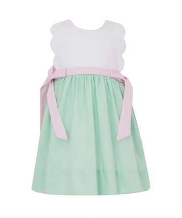 Green Gingham Scalloped Dress