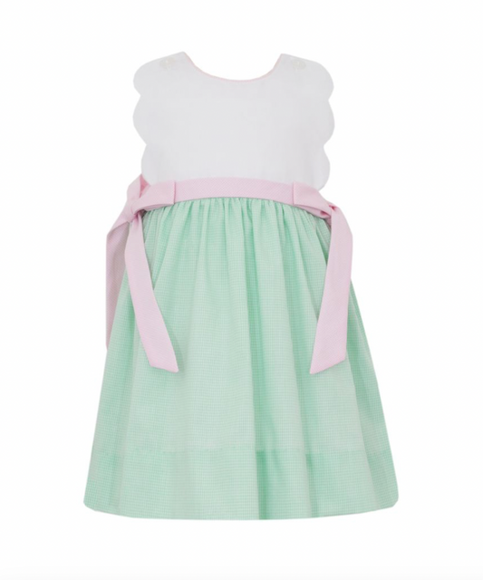 Green Gingham Scalloped Dress
