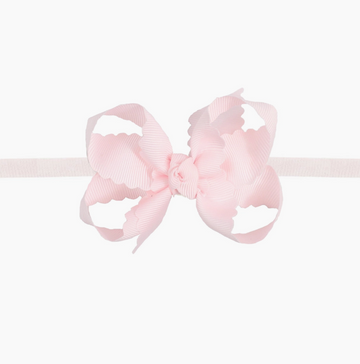 Scalloped Edge Bow Headband - Powder Pink