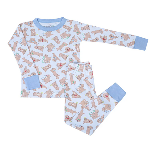 Golden Pup Long Pajamas - Blue