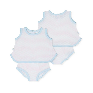 Diaper Set With Matching Paci Clip - Pink/Blue Trim