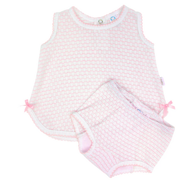 Diaper Set With Matching Paci Clip - White/Pink