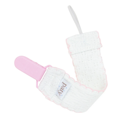 Diaper Set With Matching Paci Clip - White/Pink