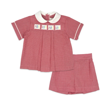 Noah Ribbon Short Set - Ridgeland Red Minigingham