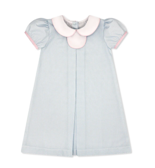 Timeless Tab Dress - Blue Minigingham