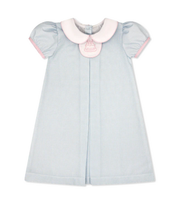Timeless Tab Dress - Blue Minigingham