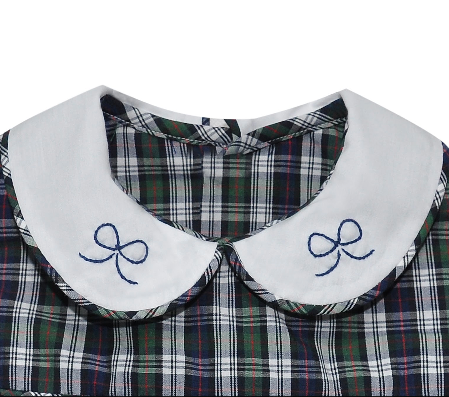 Sawyer Girl Bubble - Navy Plaid Bows