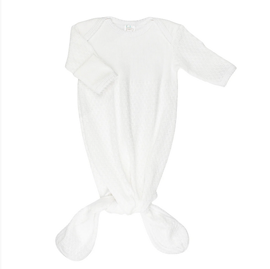 Knotted Overlap Shoulder Gown - White