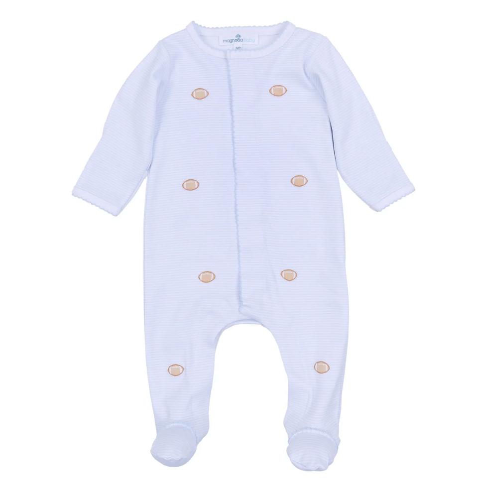 Touchdown Cutie Embroidered Footie - Blue