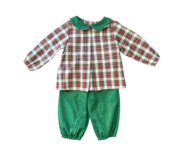 Diaper Pant Set - Red/Green Plaid