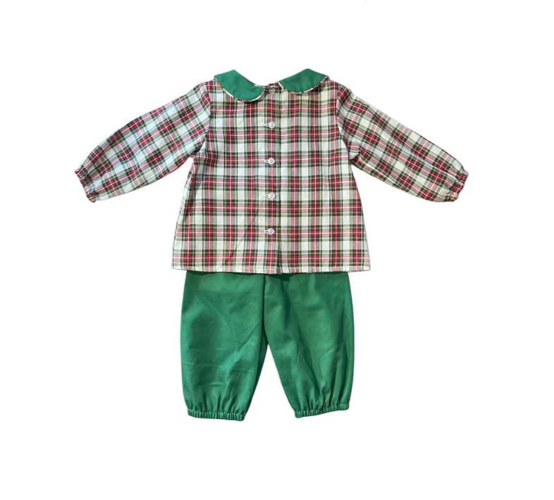 Diaper Pant Set - Red/Green Plaid