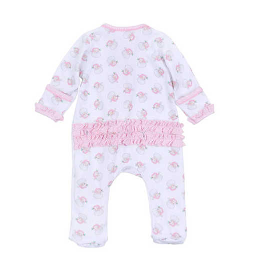 Santa Baby Ruffle Footie - Pink