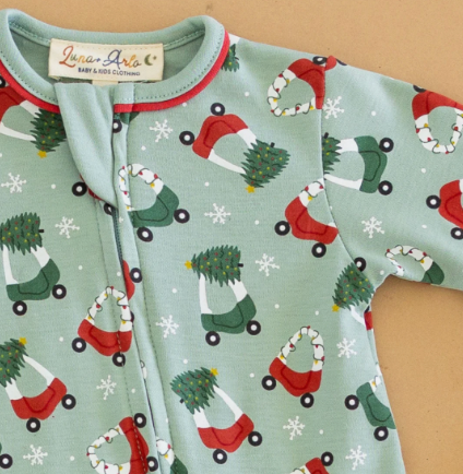 Zipper Footie - Deck The Wheels