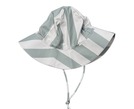 Sun Hat - Aqua Grey Stripe