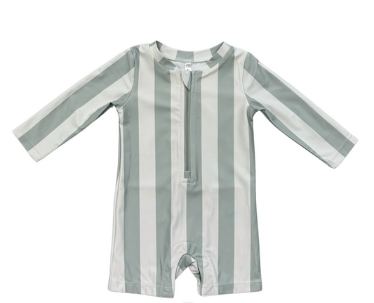 Baby Rashguard - Aqua Grey Stripe