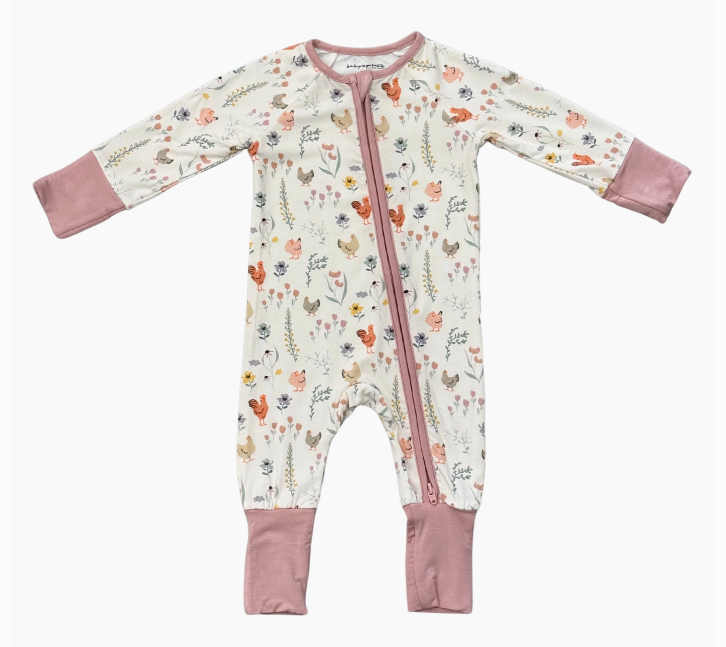 Zip Romper - Floral Chicken