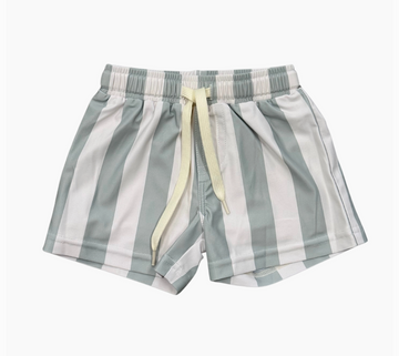 Boys Swim Shorts - Aqua Grey Stripe