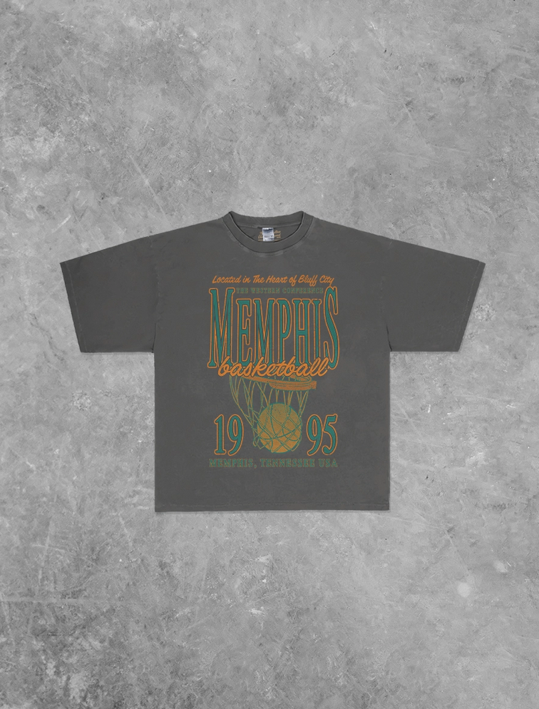 90s Memphis Basketball Boxy Tee - Pepper