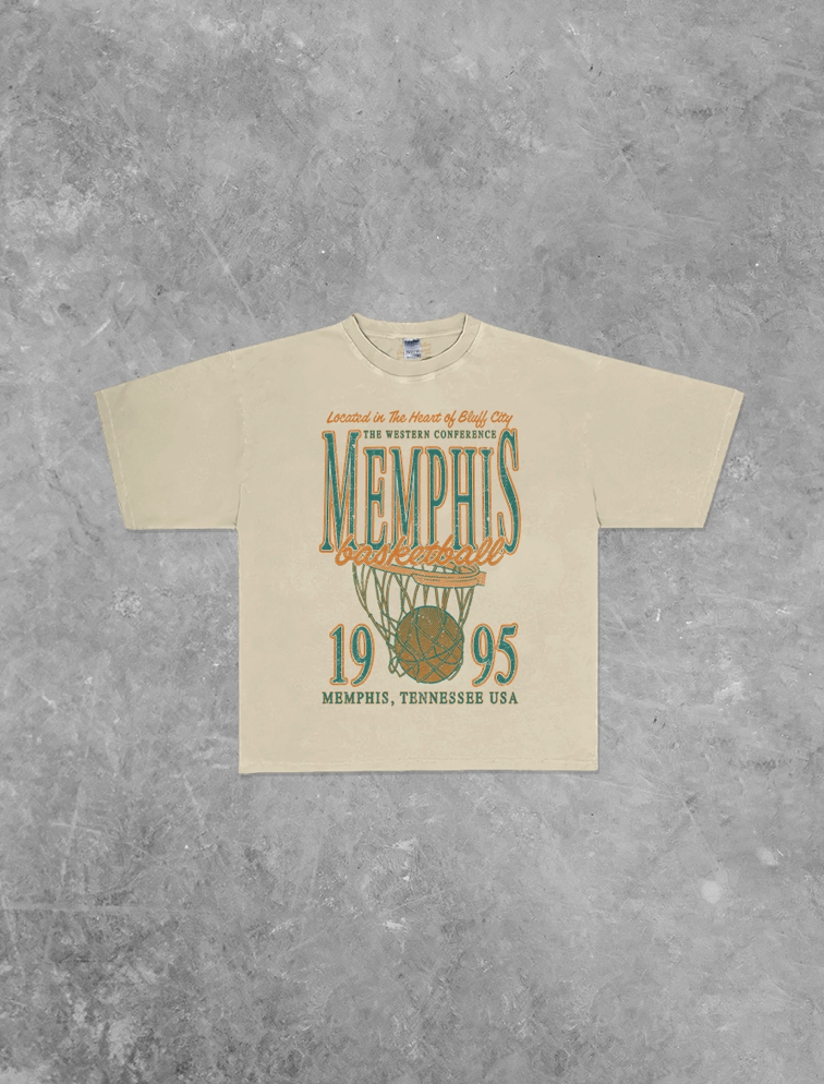 90s Memphis Basketball Boxy Tee - Ivory