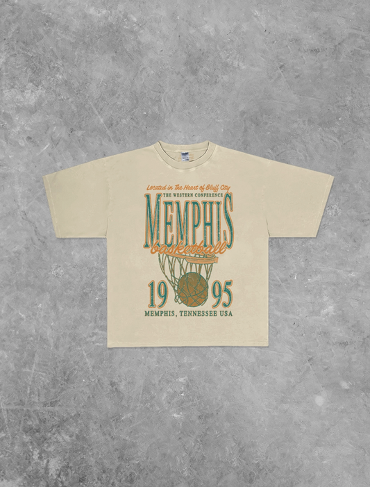90s Memphis Basketball Boxy Tee - Ivory