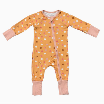 Long Sleeve Zip Romper - Desert Mist Bloom