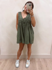 Jade Denim Romper - Olive