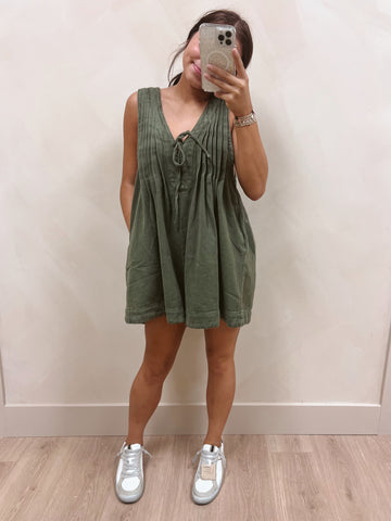 Jade Denim Romper - Olive