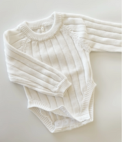 Wide Ribbed Knit Onesie - Dove