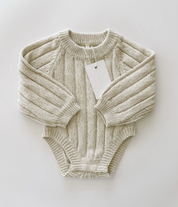 Wide Ribbed Knit Onesie - Oatmeal