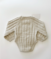 Wide Ribbed Knit Onesie - Oatmeal