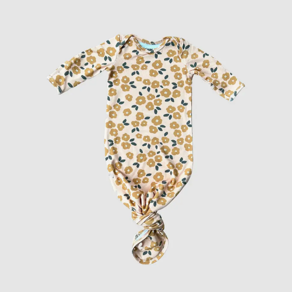 Knotted Gown - Gold Floral