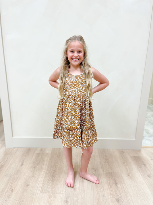 Girls Tiered Dress - Rust