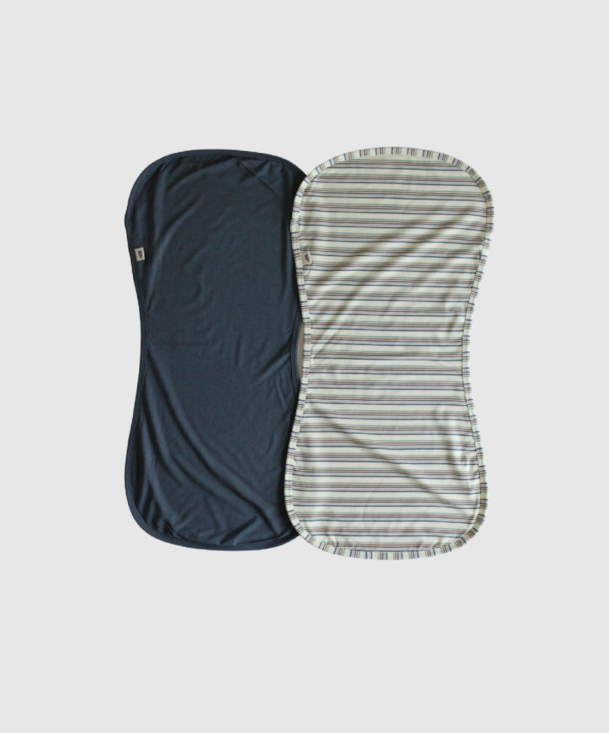 Bamboo Burp Cloth Set- blue/vintage stripe