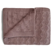 Knitted Honeycomb Baby Blanket - Desert Rose