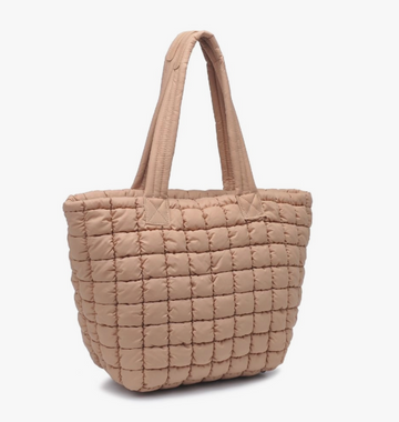 Puffer Nylon Tote - Nude