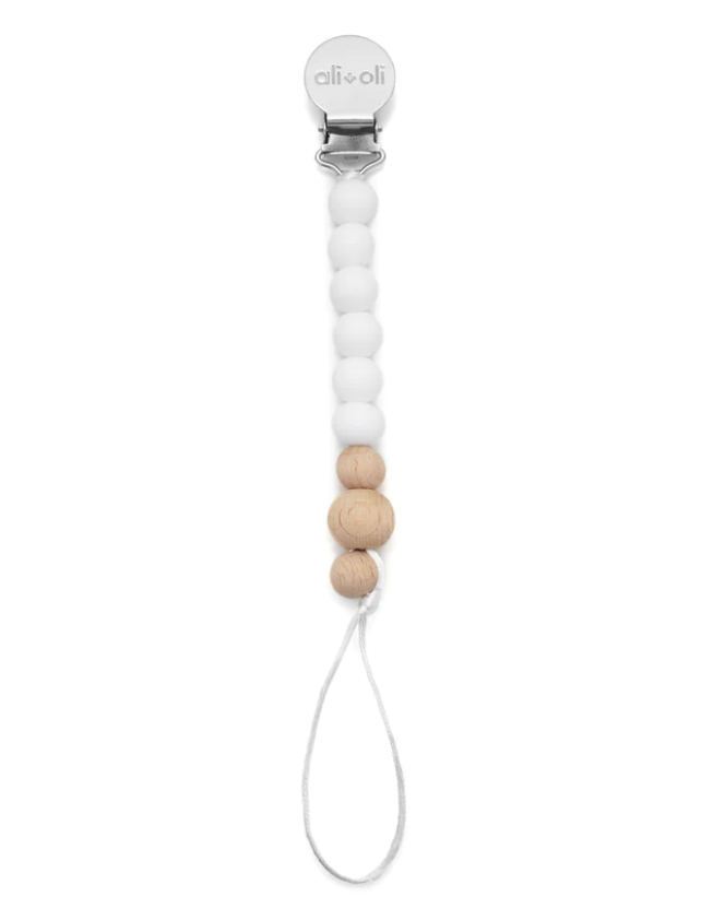 Pacifier Clip - White Wood