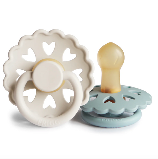 Frigg Andersen Rubber Pacifier - Cream/Stone Blue (0-6m)