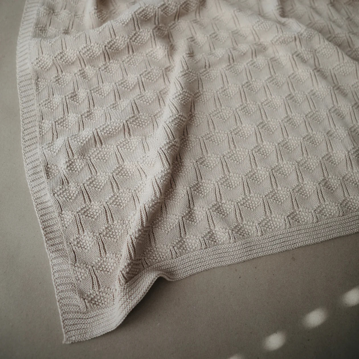 Knitted Honeycomb Baby Blanket - Beige