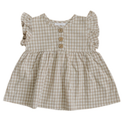 Gingham Ruffle Linen Dress