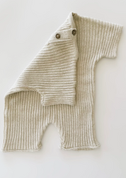 Ribbed Knit Tee Playsuit - Oatmeal