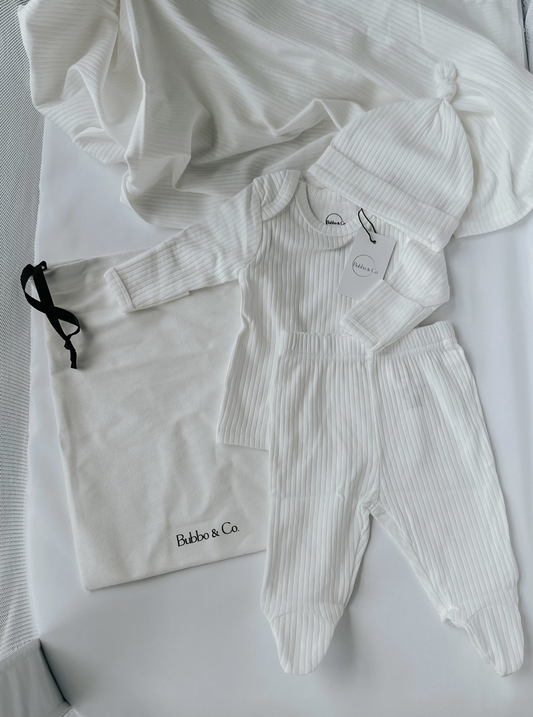 Newborn Ribbed Set - White