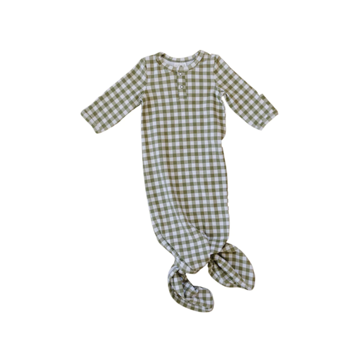 Knotted Gown - Green Gingham