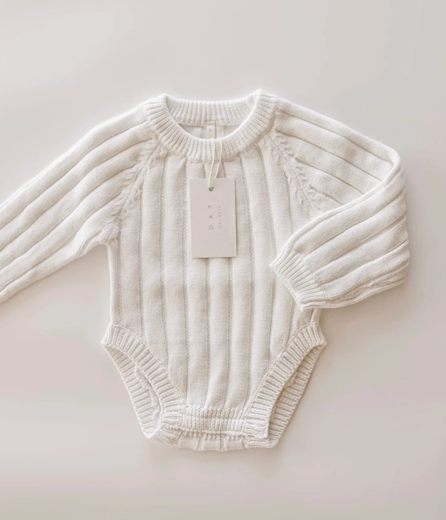 Wide Ribbed Knit Onesie - Dove