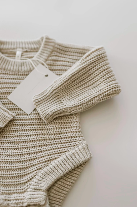 Chunky Knit Onesie - Biscotti