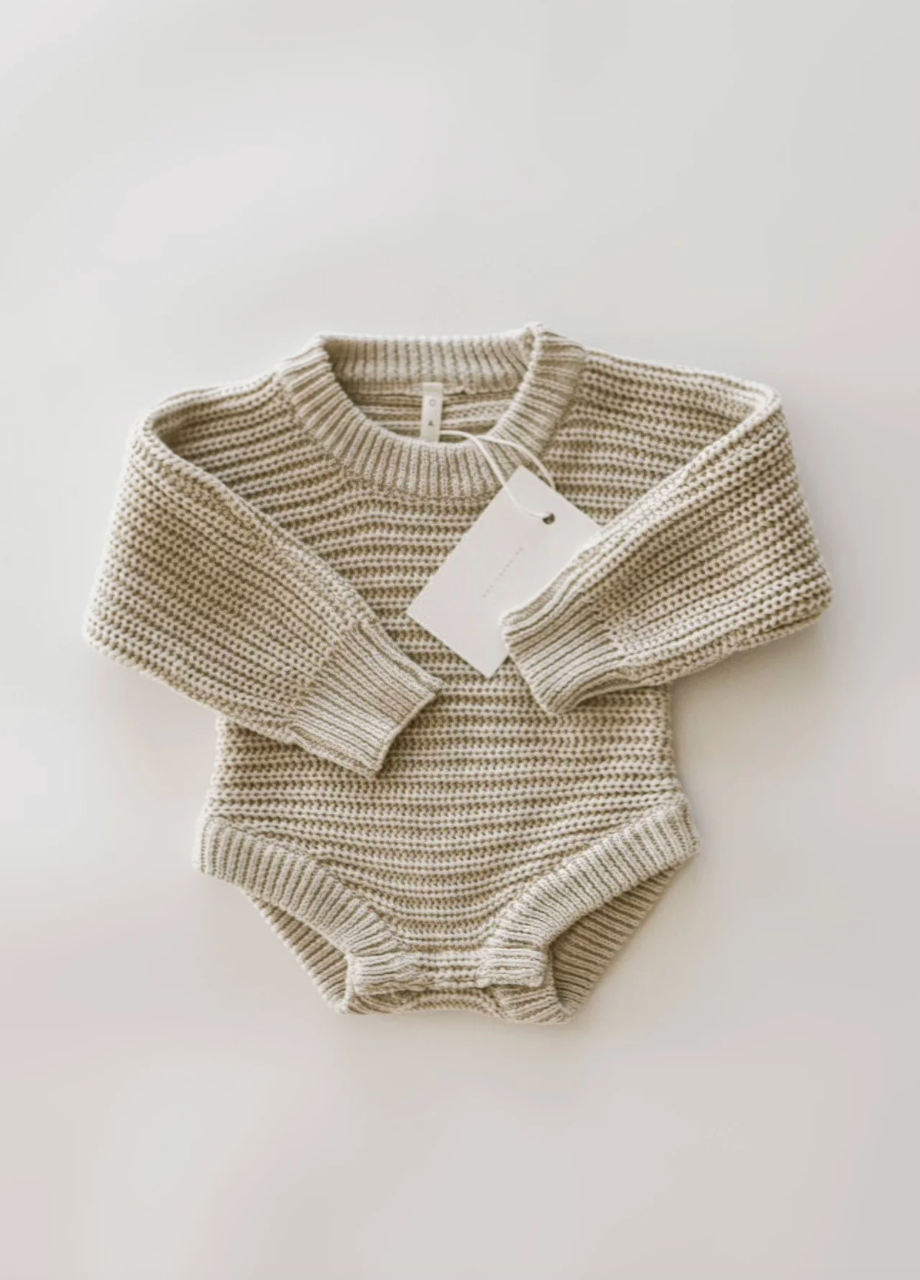 Chunky Knit Onesie - Biscotti