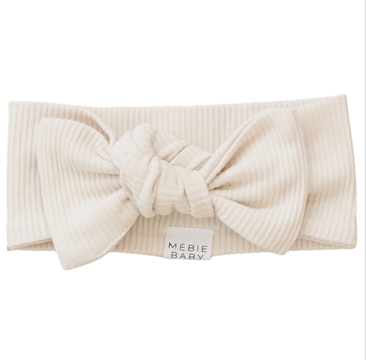 Ribbed Headband Bow - Vanilla