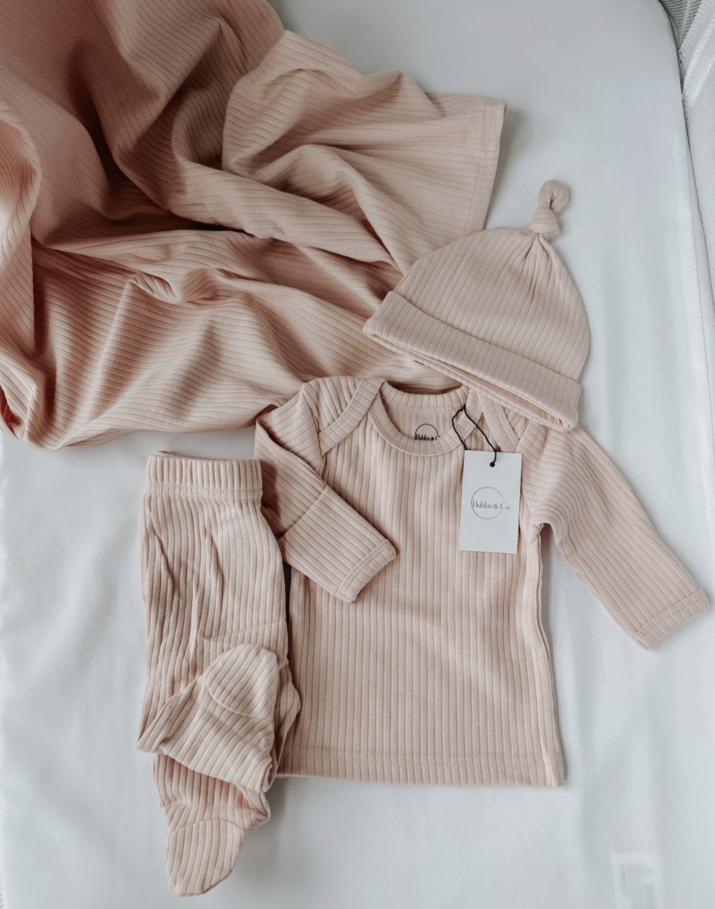 Newborn Ribbed Set - Blush