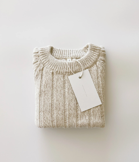 Wide Ribbed Knit Onesie - Oatmeal